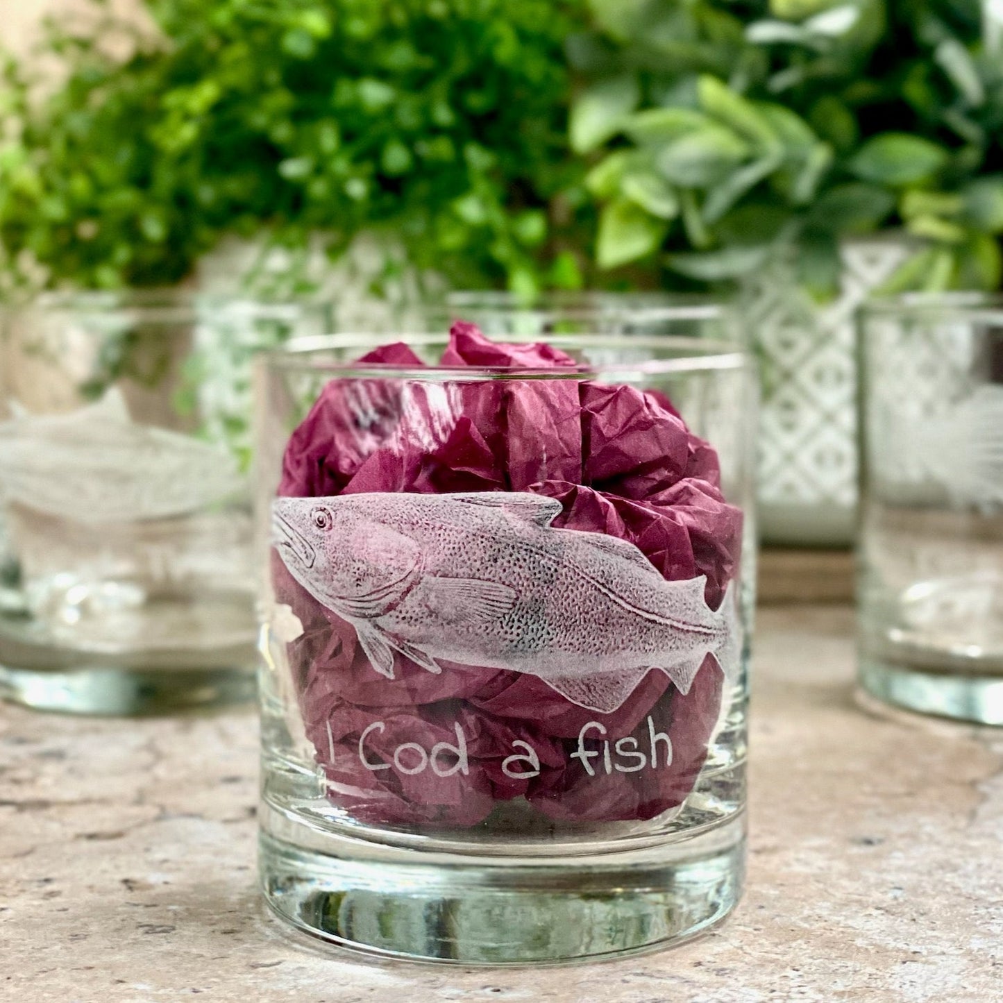 Set of 4 Fish Pun Glasses