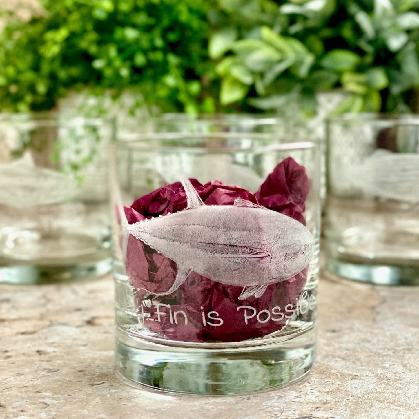 Set of 4 Fish Pun Glasses