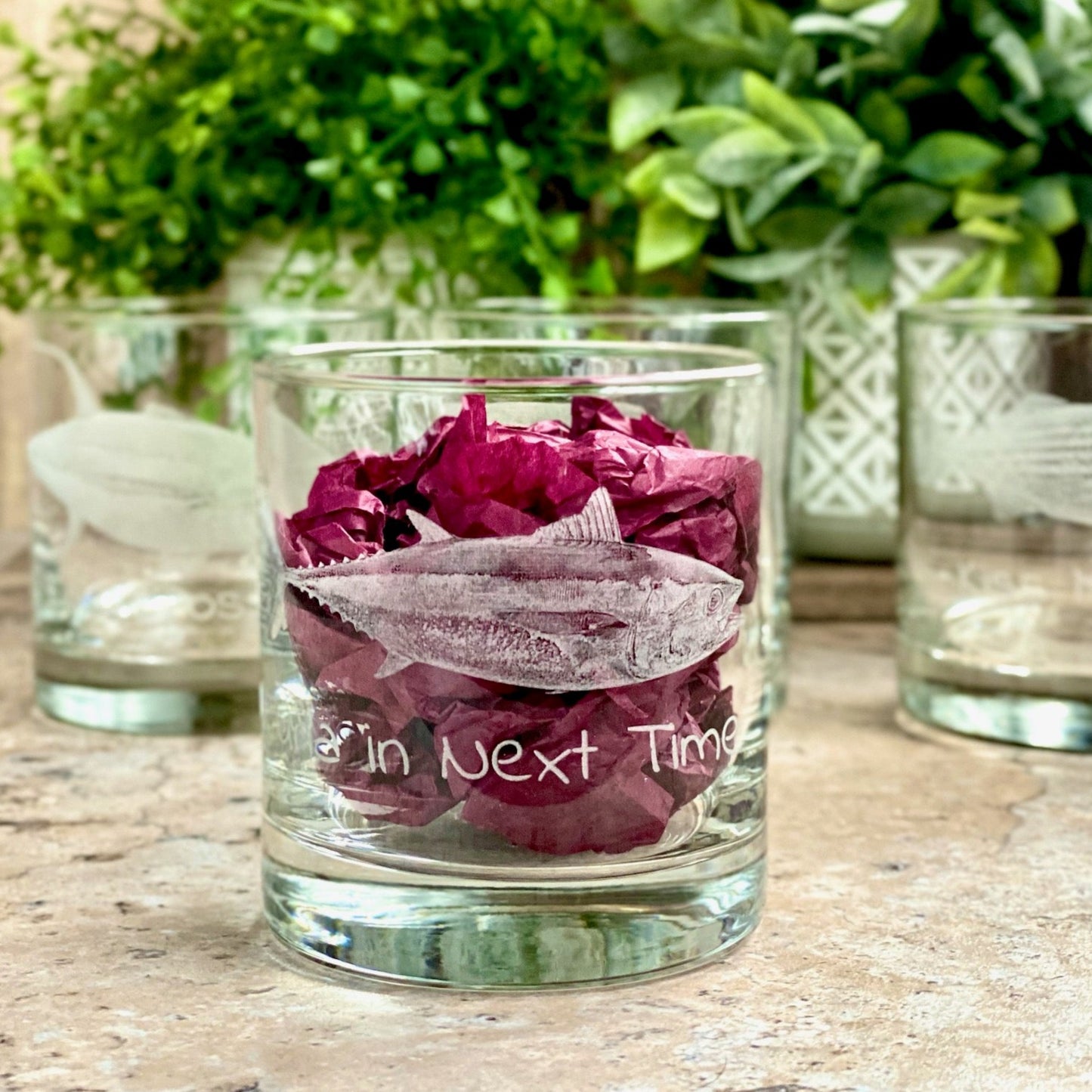 Set of 4 Fish Pun Glasses
