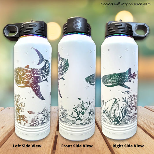 Whale Shark Water Bottle: White/Prism