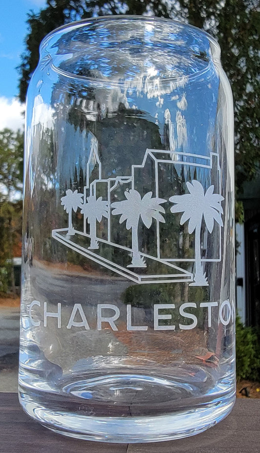 Charleston, SC  Skyline Can Glass Line Art