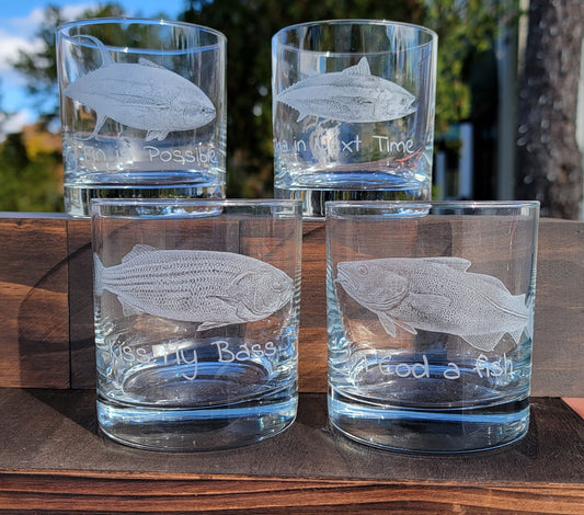 Set of 4 Fish Pun Glasses