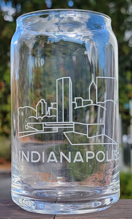 Indianapolis, IN Skyline Can Glass Line Art