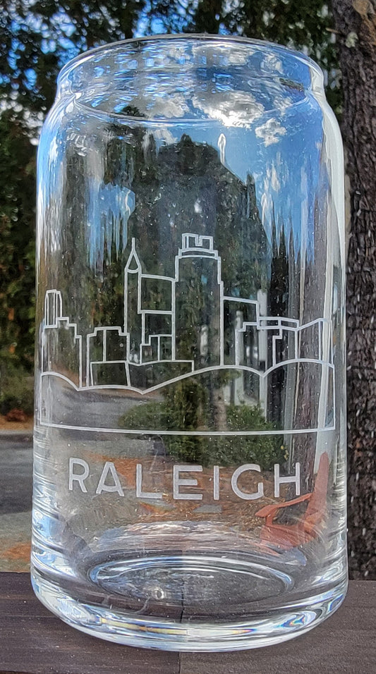 Raleigh, NC Skyline Can Glass Line Art
