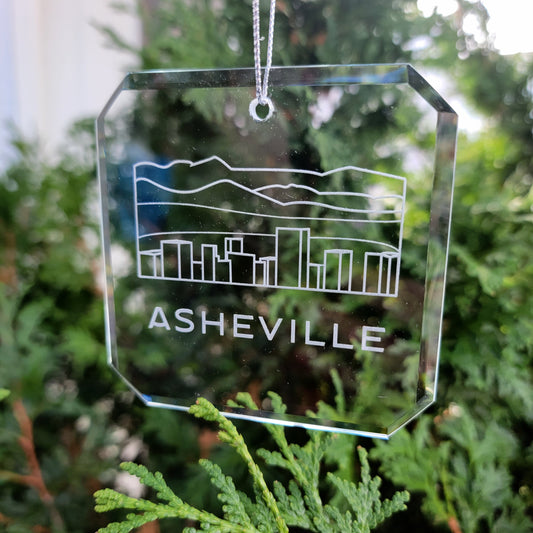Asheville Skyline Glass Ornaments - Set of 2