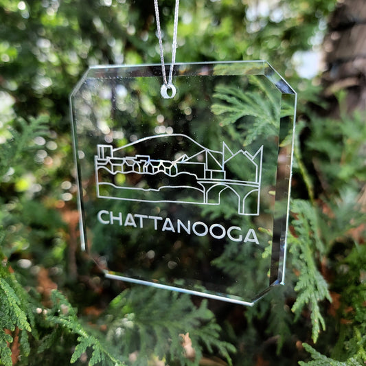 Chattanooga Skyline Glass Ornaments - Set of 2