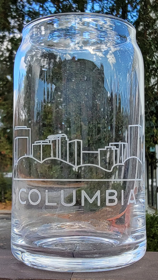 Columbia, SC Skyline Can Glass Line Art