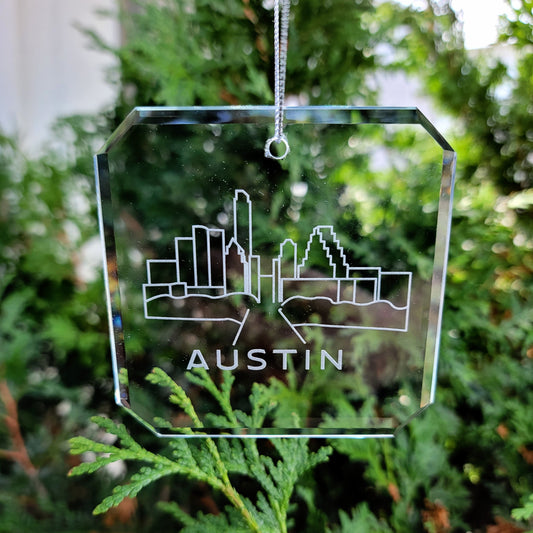 Austin Skyline Glass Ornaments - Set of 2