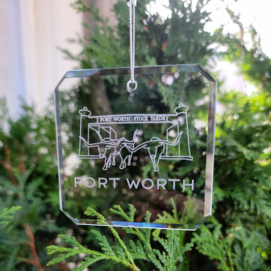 Fort Worth Skyline Glass Ornaments - Set of 2