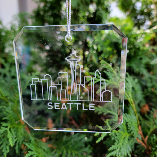 Seattle Skyline Glass Ornaments - Set of 2