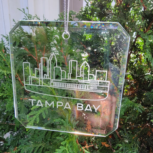 Tampa Bay Skyline Glass Ornaments - Set of 2